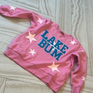 Judith MarchPink Sweatshirt with Blue Lettering, LAKE BUM and white Star NWOT